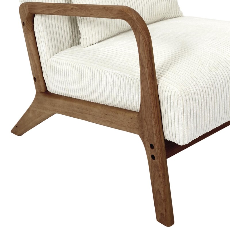 Fauteuil De Salon Côtelé Scott Beige - Home Deco Factory