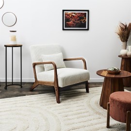 Fauteuil De Salon Côtelé Scott Beige - Home Deco Factory 2