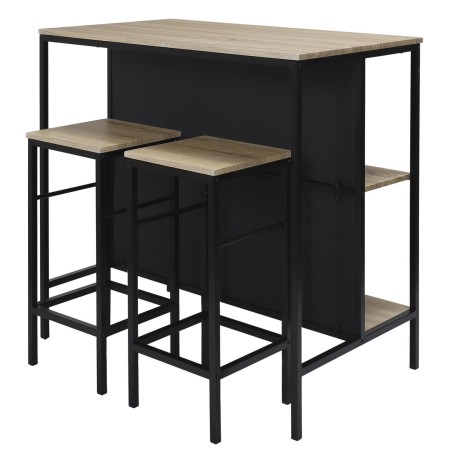 Table ilot 2 tabourets Loka Noir - Home Deco Factory