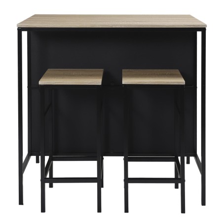 Table ilot 2 tabourets Loka Noir - Home Deco Factory