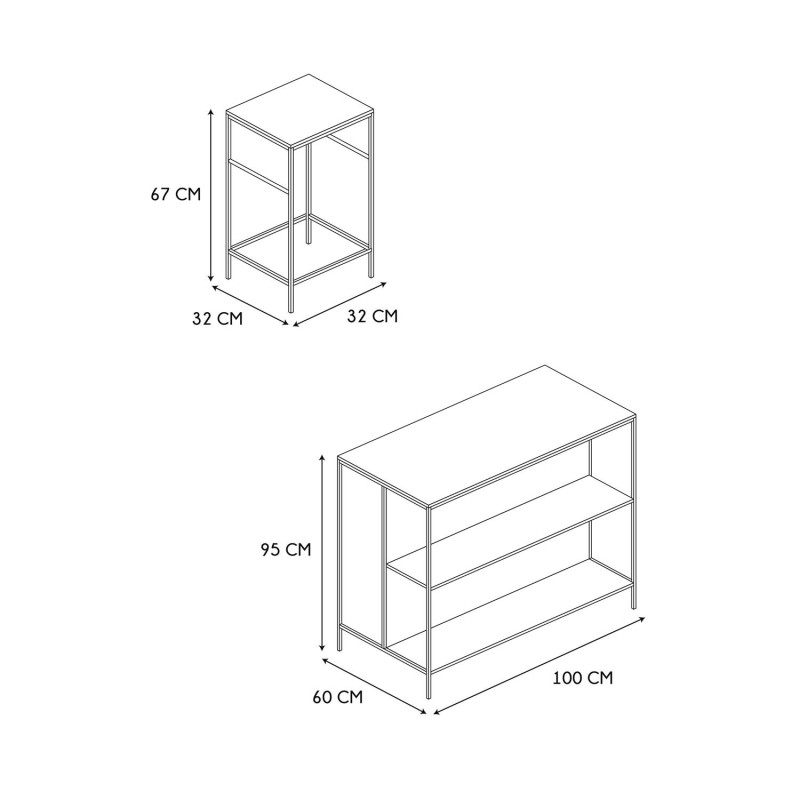Table ilot 2 tabourets Loka Noir - Home Deco Factory