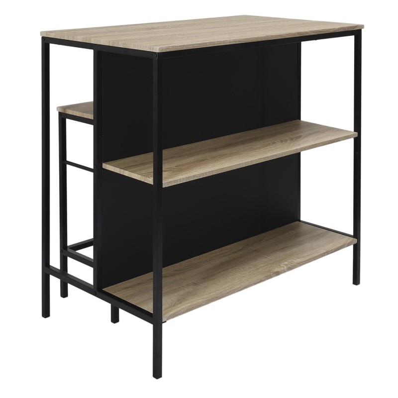 Table ilot 2 tabourets Loka Noir - Home Deco Factory