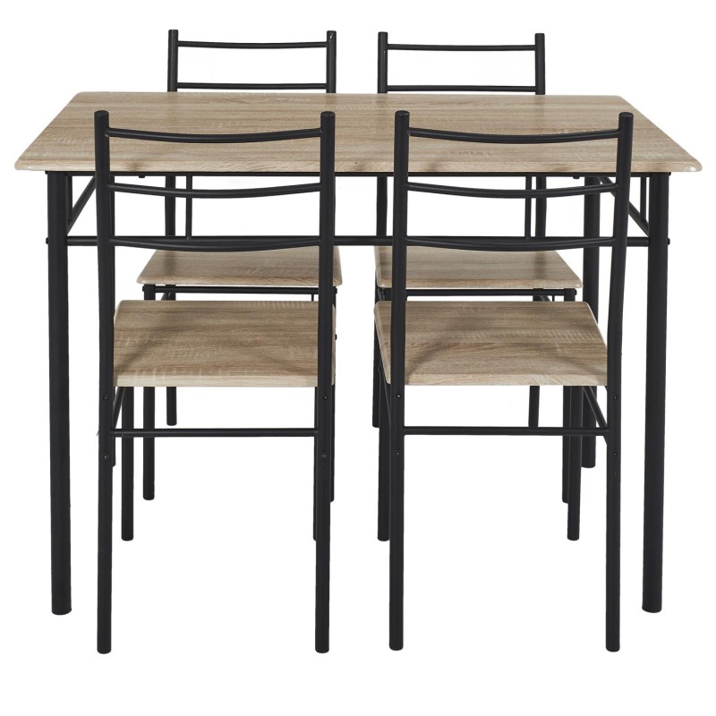 Table et 4 chaises Loka Marron - Home Deco Factory