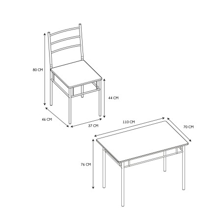 Table et 4 chaises Loka Marron - Home Deco Factory