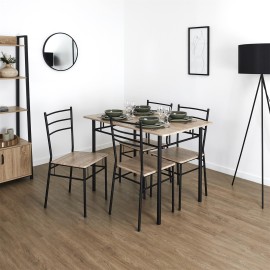Table et 4 chaises Loka Marron - Home Deco Factory 2