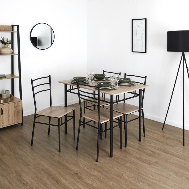 Table et 4 chaises Loka Marron - Home Deco Factory