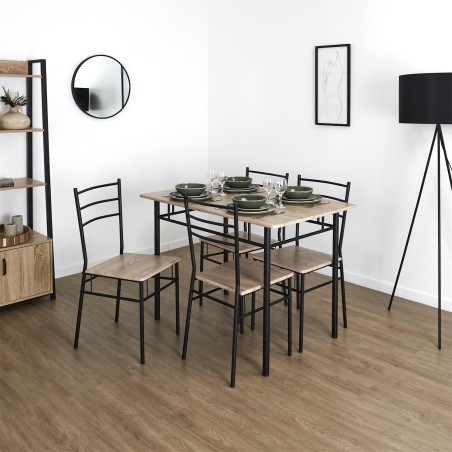 Table et 4 chaises Loka Marron - Home Deco Factory