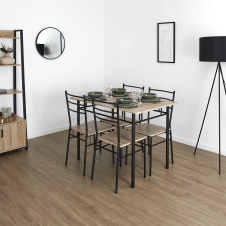 Table et 4 chaises Loka Marron - Home Deco Factory