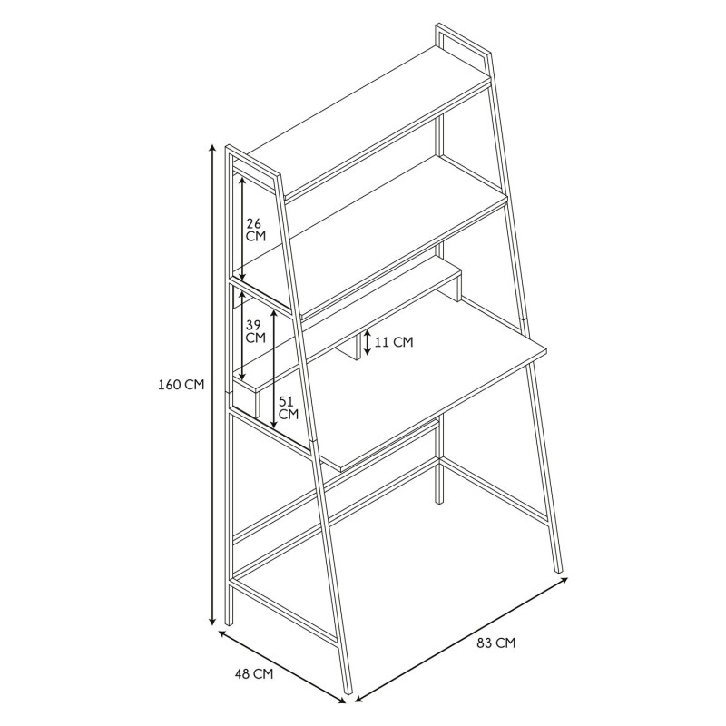 Bureau étagère Zack Blanc - Home Deco Factory