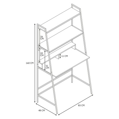 Bureau étagère Zack Blanc - Home Deco Factory