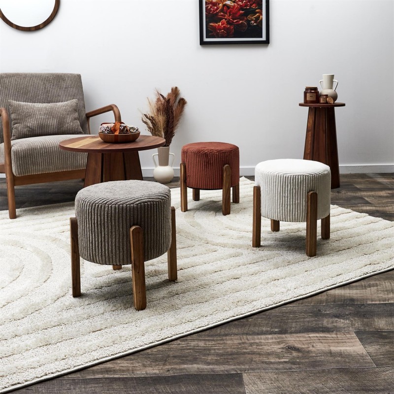 Tabouret Côtelé Scott Beige - Home Deco Factory