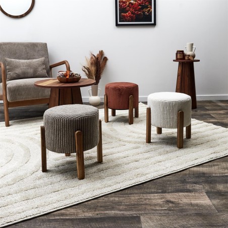 Tabouret Côtelé Scott Beige - Home Deco Factory