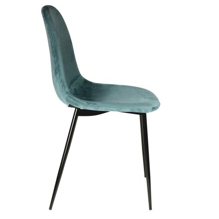 Chaise En Velours Côtelé Giulia Bleu Canard - Home Deco Factory