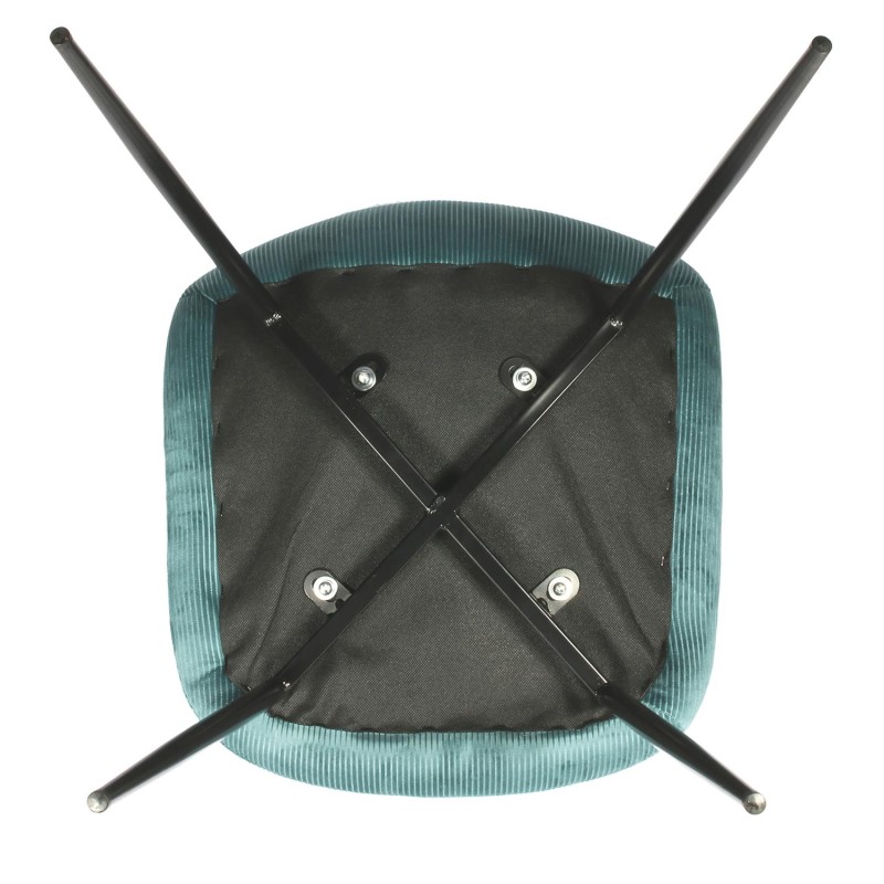 Chaise En Velours Côtelé Giulia Bleu Canard - Home Deco Factory