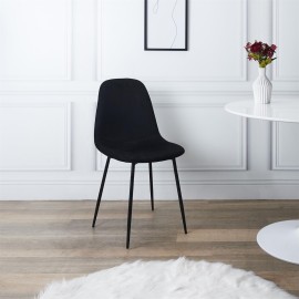 Chaise En Velours Côtelé Giulia Noire - Home Deco Factory 2