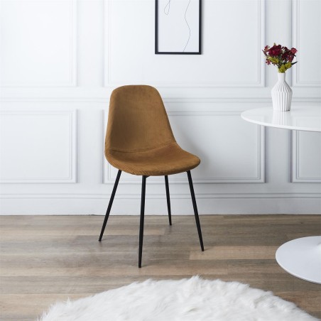 Chaise En Velours Côtelé Giulia Jaune - Home Deco Factory