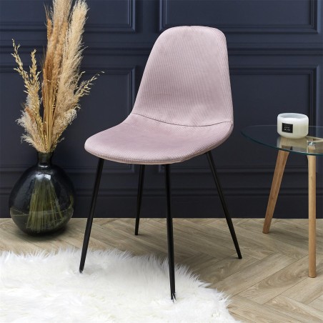 Chaise En Velours Côtelé Giulia Rose - Home Deco Factory