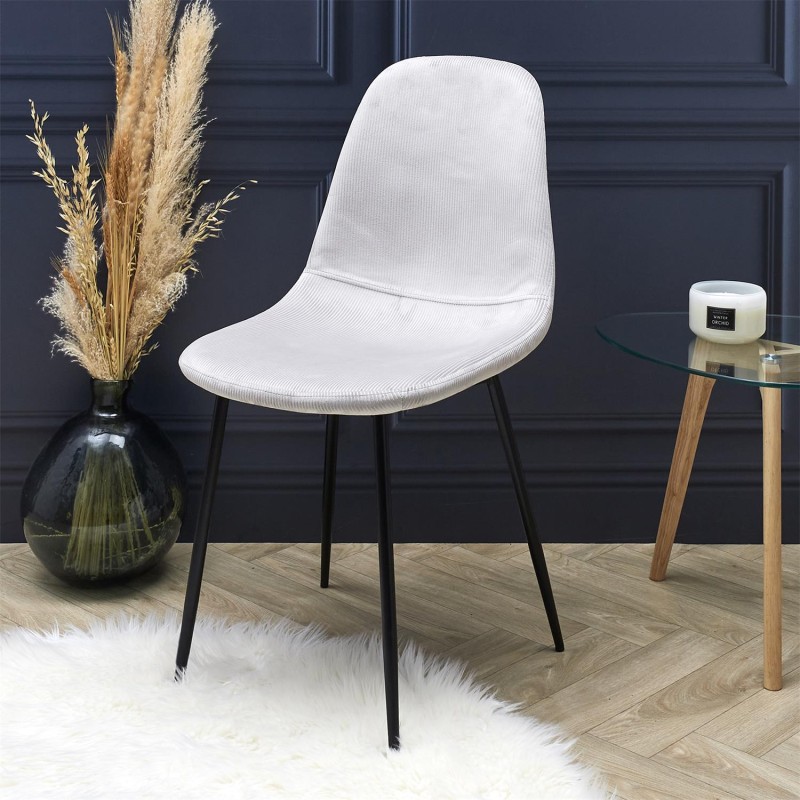 Chaise En Velours Côtelé Giulia Gris Clair - Home Deco Factory