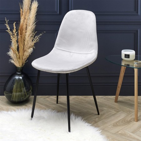 Chaise En Velours Côtelé Giulia Gris Clair - Home Deco Factory