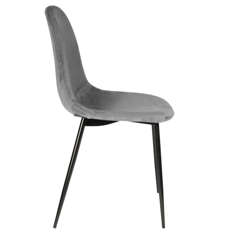 Chaise En Velours Côtelé Giulia Gris - Home Deco Factory