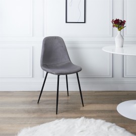 Chaise En Velours Côtelé Giulia Gris - Home Deco Factory 2