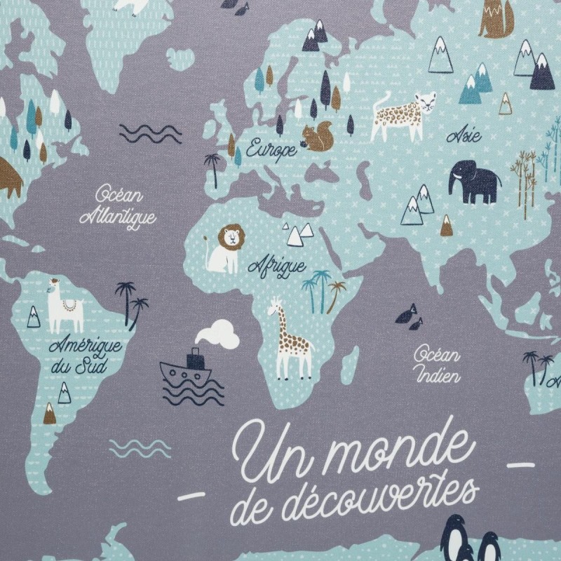 Tableau Imprimée Encadrée Carte Du Monde 50x70 - Atmosphera For Kids