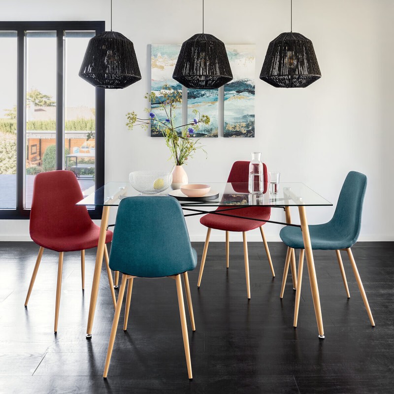 Chaise Roka En Velours Bleu Canard - Atmosphera