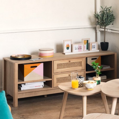 Meuble TV 2 Tiroirs Arty Beige - Atmosphera