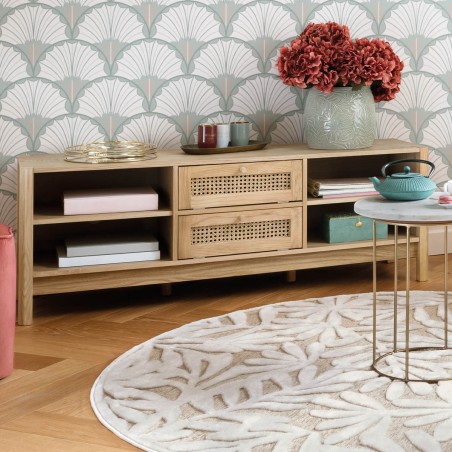 Meuble TV 2 Tiroirs Arty Beige - Atmosphera