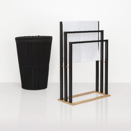 Porte Serviette Bois En Bambou Noir Five