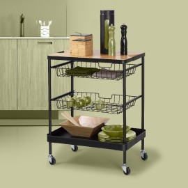 Desserte De Cuisine Métal H79 Noire Five 2