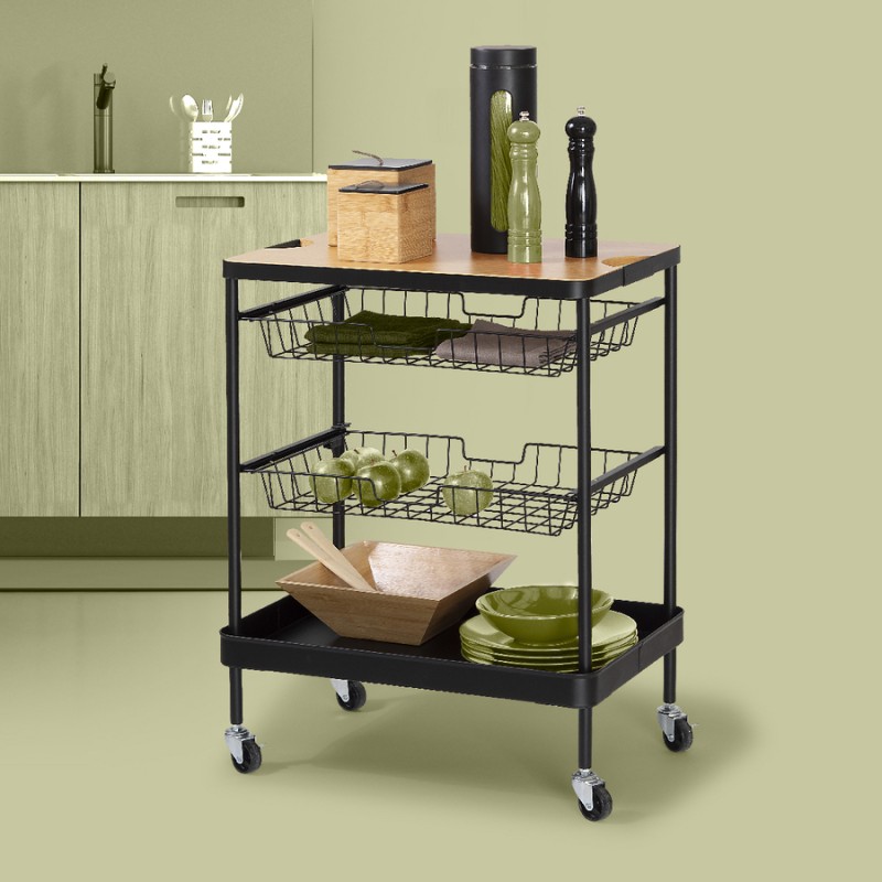 Desserte De Cuisine Métal H79 Noire Five