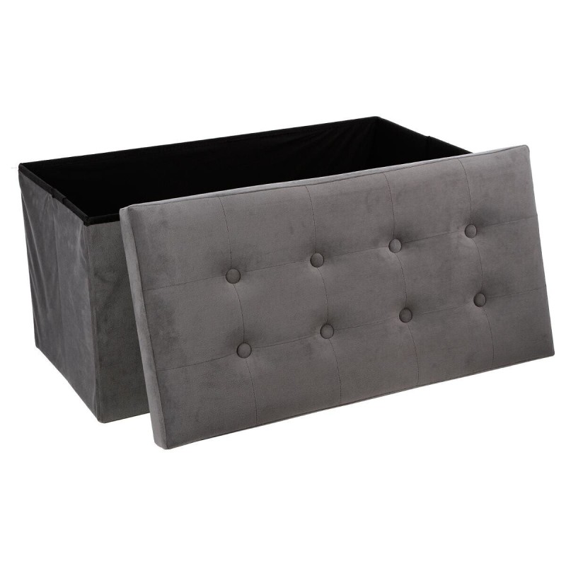 Pouf Pliable En Velours Lysandre Gris - Atmosphera