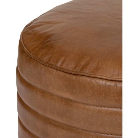 Pouf Gaj En Cuir Caramel Marron - Atmosphera