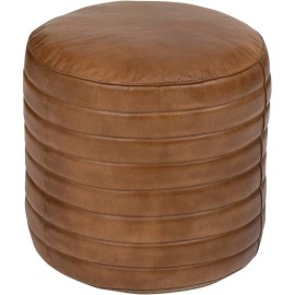 Pouf Gaj En Cuir Caramel Marron - Atmosphera