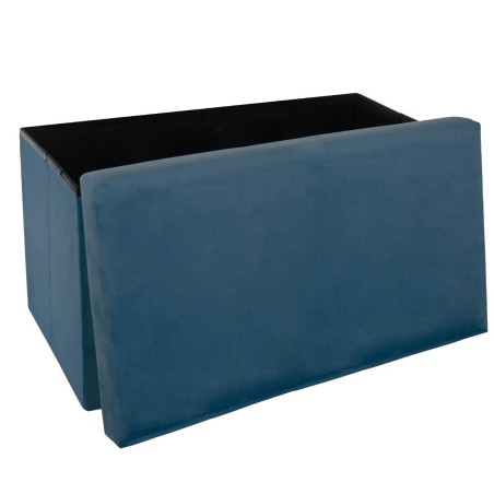 Pouf Pliant Tess En Velours Bleu Foncé - Atmosphera