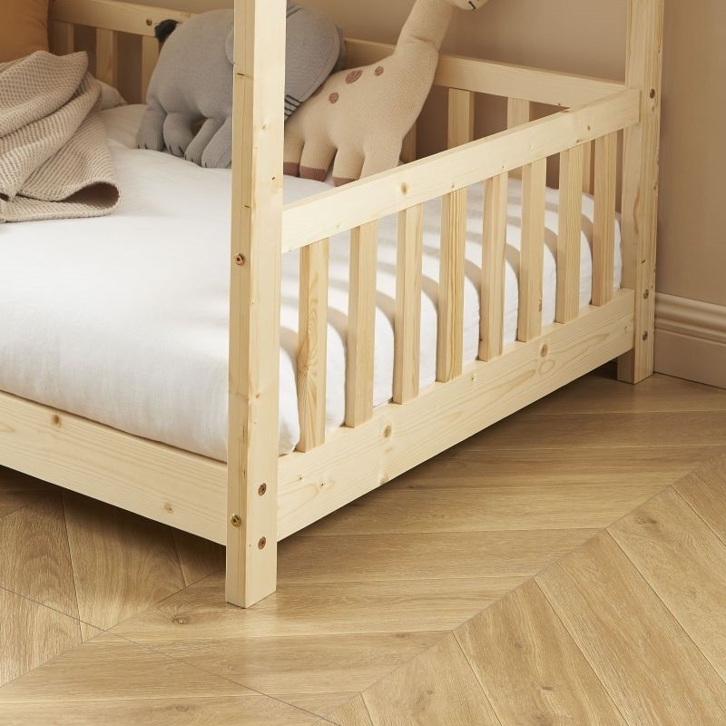 Ensemble Lit Tente Barrière Beige 90x190 cm + Matelas Enfant 190x90 - Laïba Kids