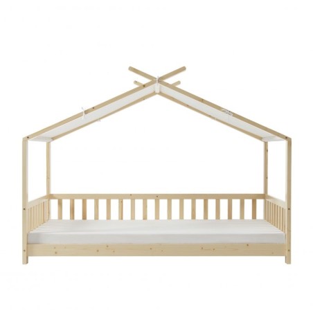 Ensemble Lit Tente Barrière Beige 90x190 cm + Matelas Enfant 190x90 - Laïba Kids
