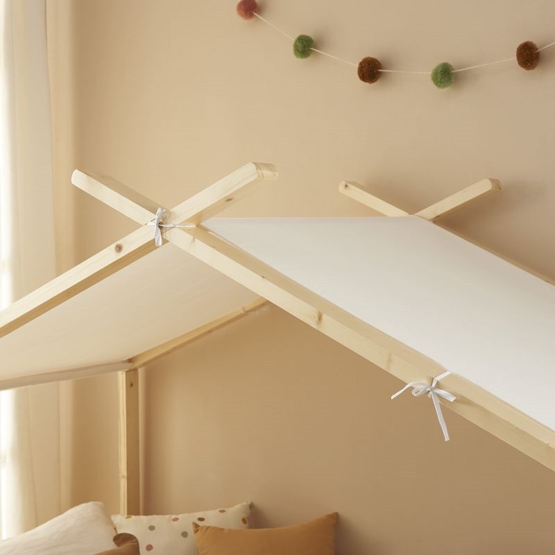 Ensemble Lit Tente Barrière Beige 90x190 cm + Matelas Enfant 190x90 - Laïba Kids