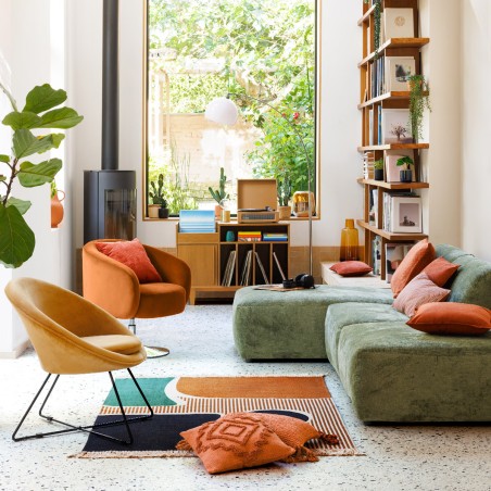 Fauteuil Pivotant En Velours Edith Ambre Atmosphera