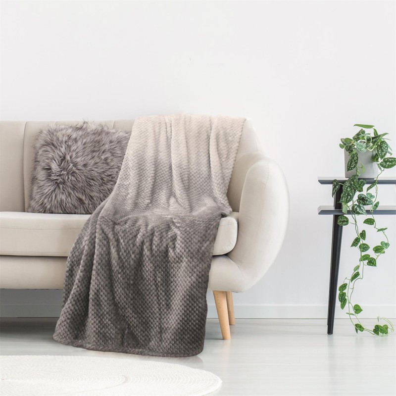 Plaid nid abeille XXL 150x200 Gris - Home Deco Factory