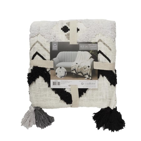 Jeté de canapé ethnique Noir 130x150 - Home Deco Factory