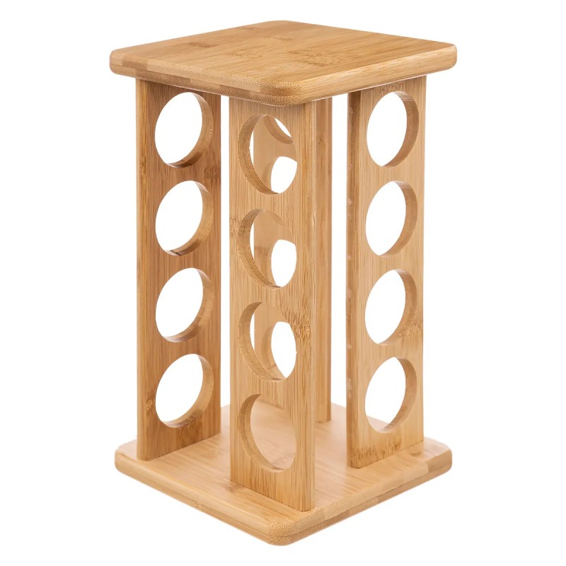 Présentoir épices rotatif en bambou avec 16 pots