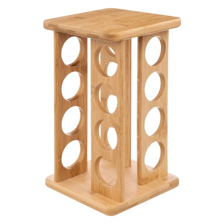 Présentoir épices rotatif en bambou avec 16 pots