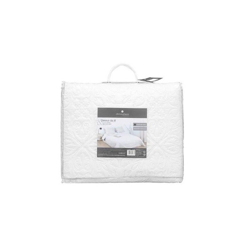 Dessus de lit arabesque et 2 taies d\'oreiller Ivoire Atmosphera