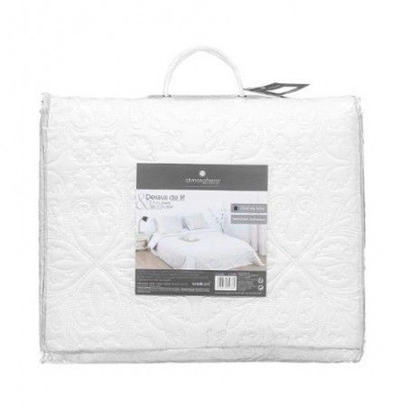 Dessus de lit arabesque et 2 taies d\'oreiller Ivoire Atmosphera