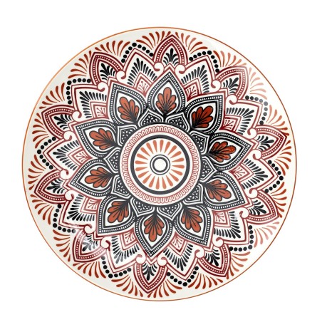 Service De Table 18 pcs Mandala En Porcelaine Orange - Home Deco Factory