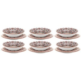 Service De Table 18 pcs Mandala En Porcelaine Orange - Home Deco Factory