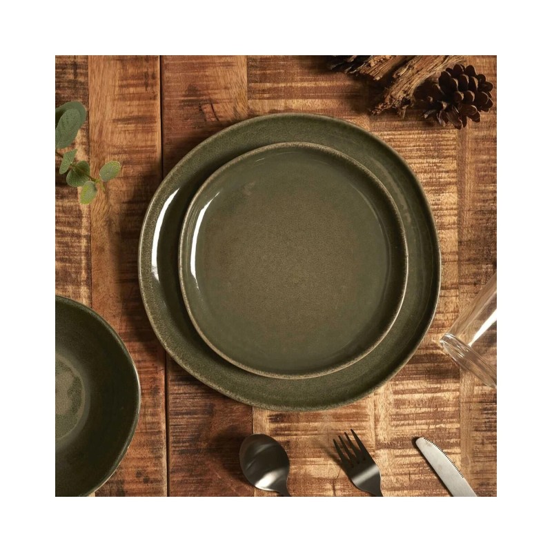 Service de Table 18 Pièces Grès Vert - Home Deco Factory
