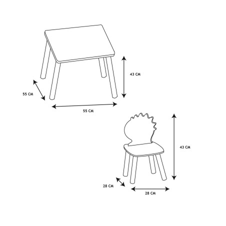 Table et 2 chaises Dino Bleu -  Home Deco Kids